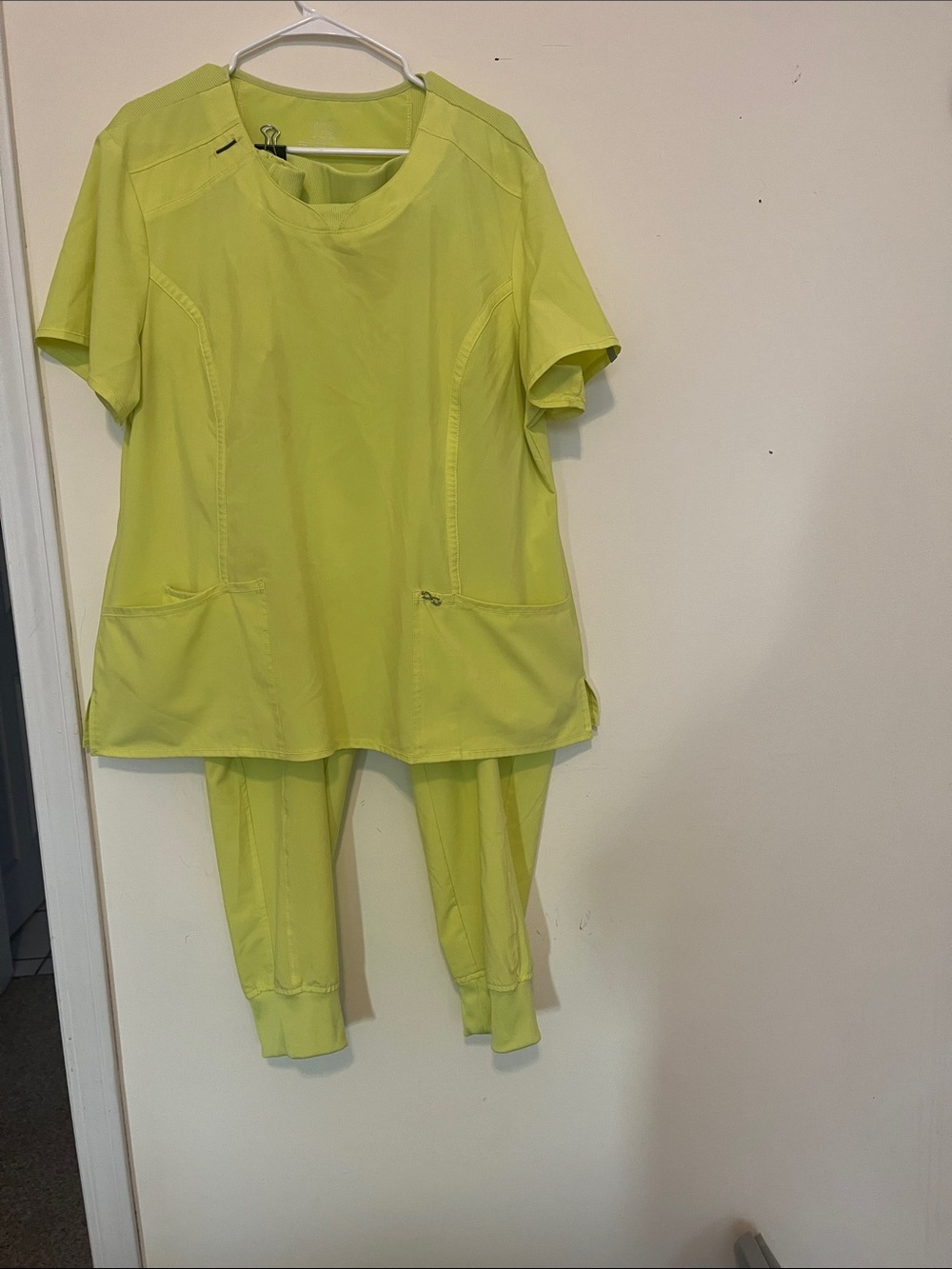 Lime Yellow Two-Piece Scrub Set